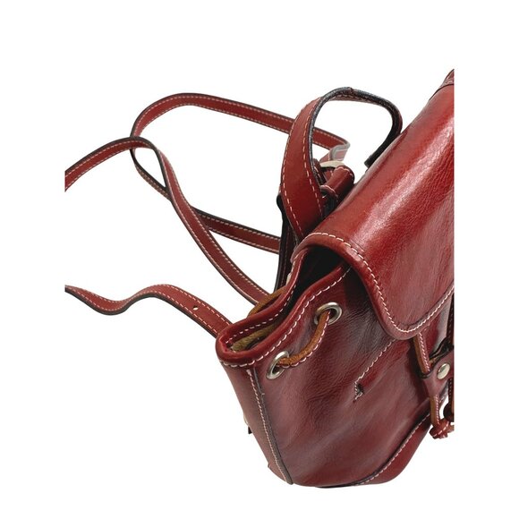 Handmade Italian Red Leather Backpack Purse Medium Bag Natural Leather Italy main image 15